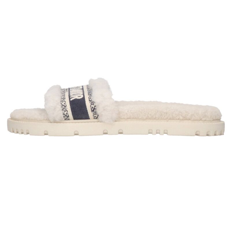 Christian Dior Logo Embroidered Fur Sandals Men's 40