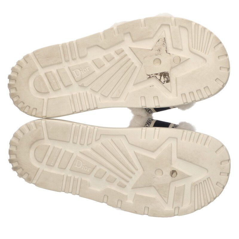 Christian Dior Logo Embroidered Fur Sandals Men's 40
