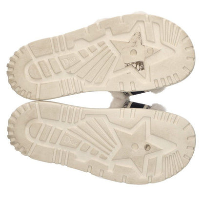 Christian Dior Logo Embroidered Fur Sandals Men's 40