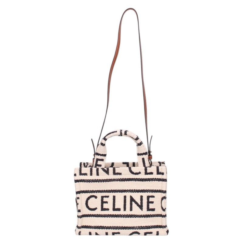 Celine Small Cabas Tice Logo Canvas Shoulder Bag Women's