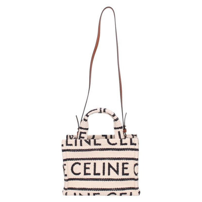 Celine Small Cabas Tice Logo Canvas Shoulder Bag Women's