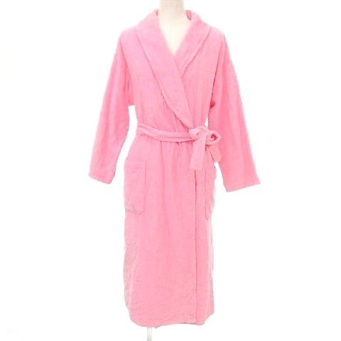 Christian DIOR Bathrobe Gown Back Logo Room Wear M Pink A1227
