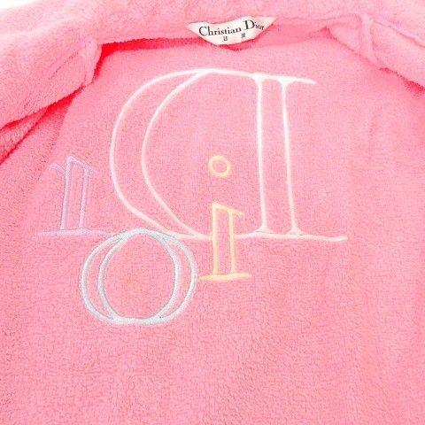 Christian DIOR Bathrobe Gown Back Logo Room Wear M Pink A1227