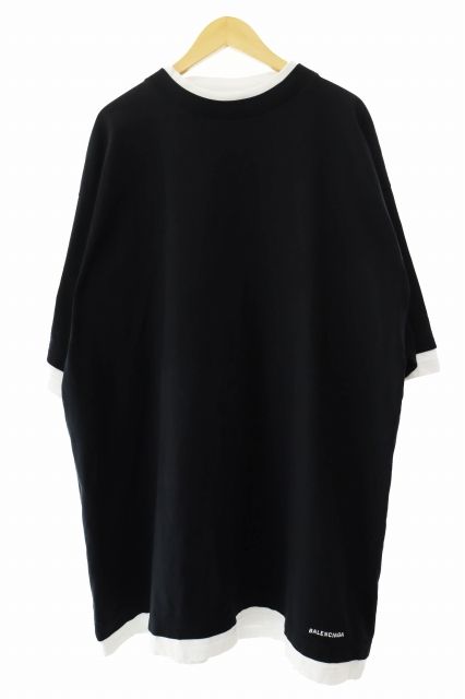 Balenciaga 21SS Oversized Double Layer Tee Embroidered Oversized Layered Short