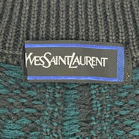 Yves Saint Laurent YVES Saint Laurent Knit Sweater Long Sleeve V Neck All Over