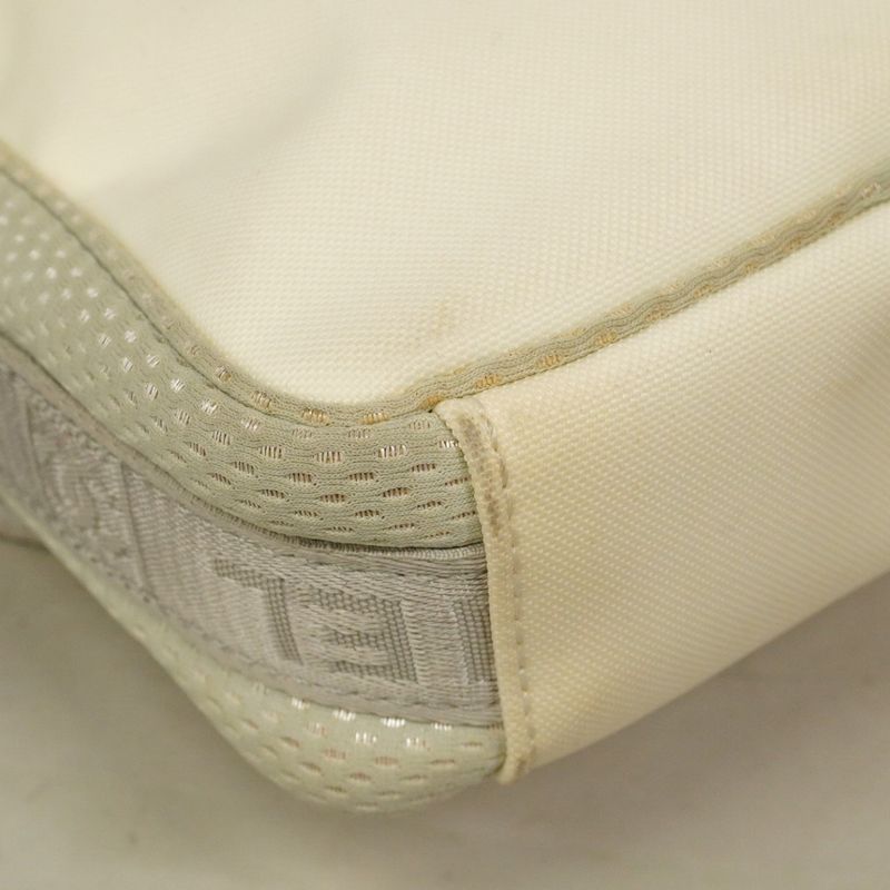 Chanel Shoulder Bag Sports Camellia Nylon White Gray Silver Hardware Ladies