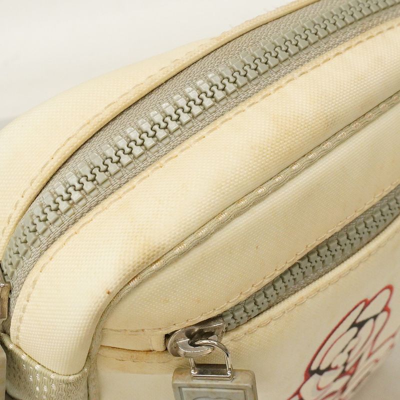 Chanel Shoulder Bag Sports Camellia Nylon White Gray Silver Hardware Ladies