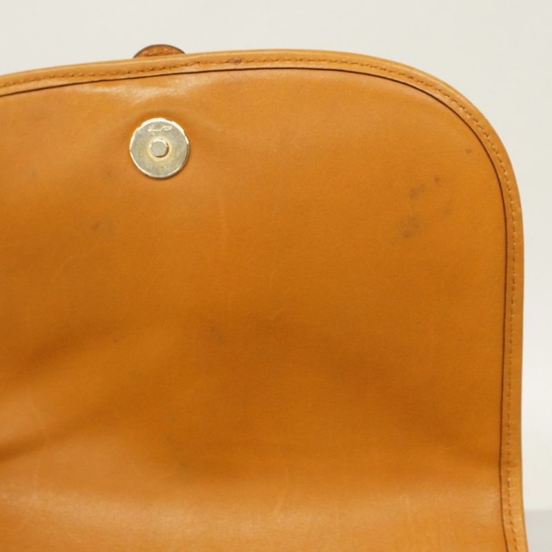 Celine Shoulder Bag Macadam PVC White Brown Gold Hardware Women's