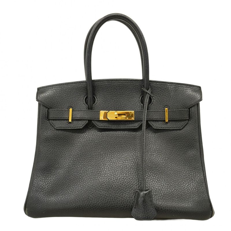 Hermes Handbag Birkin 30 Ardennes Black Gold Hardware □C Stamped Ladies