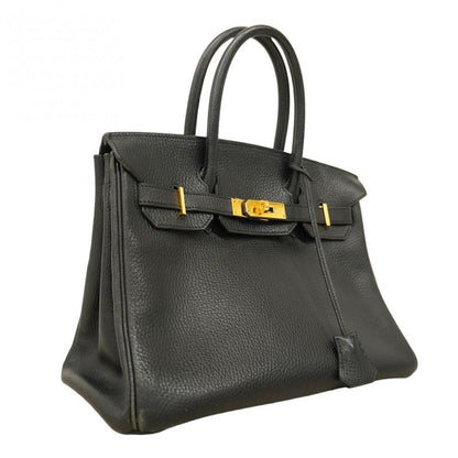 Hermes Handbag Birkin 30 Ardennes Black Gold Hardware □C Stamped Ladies