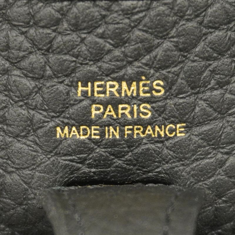 Hermes Shoulder Bag Evelyn TPM Taurillon Clemence Black Gold Hardware K