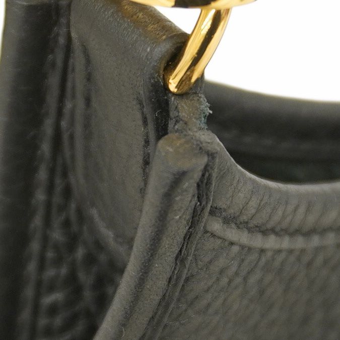 Hermes Shoulder Bag Evelyn TPM Taurillon Clemence Black Gold Hardware K