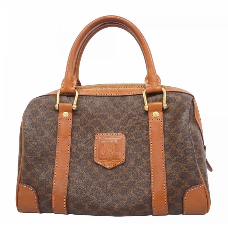 Celine Handbag Macadam PVC Brown Gold Hardware Women