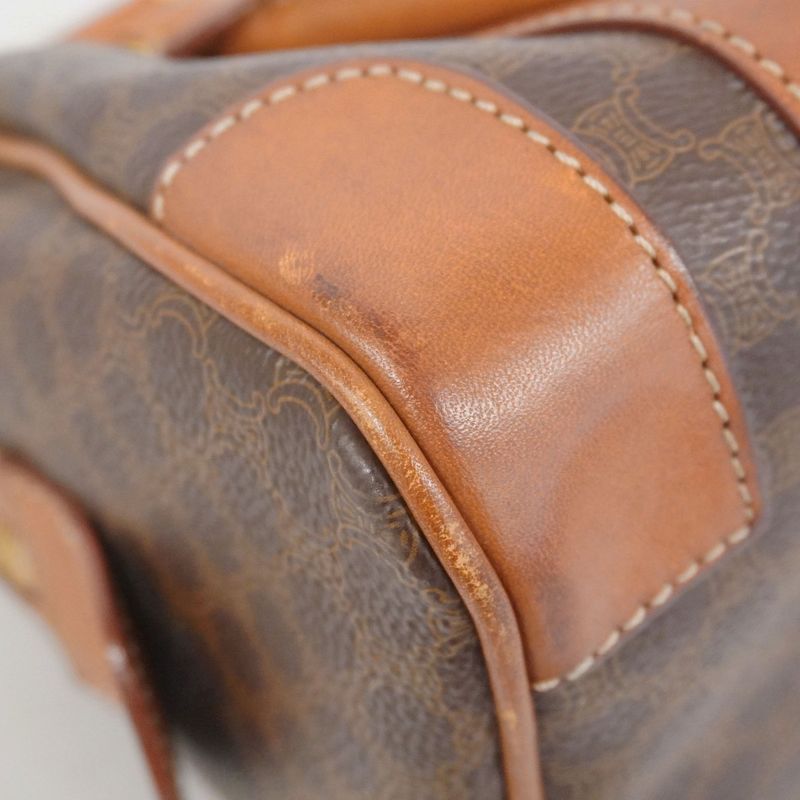 Celine Handbag Macadam PVC Brown Gold Hardware Women