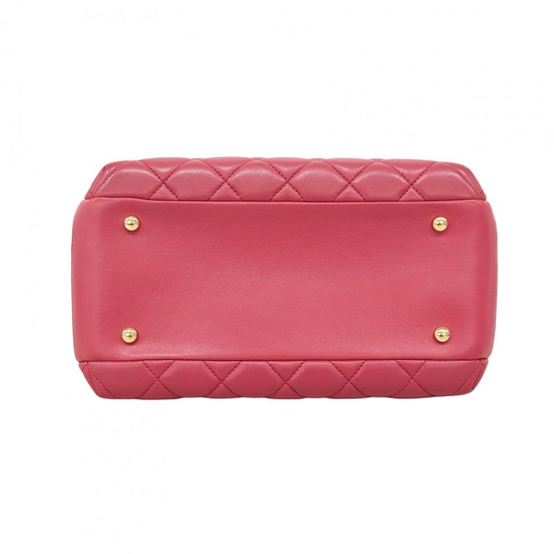 Chanel Handbag Trendy CC Top Handle Lambskin Pink Chien Pan Gold Hardware 2way