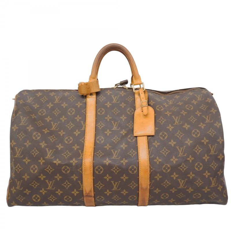 Louis Vuitton Boston Bag Monogram Keepall 55 M41424 Brown Men Women Unisex