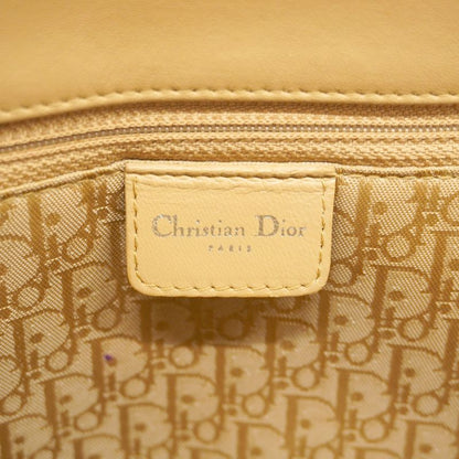 Christian Dior Tote Bag Cannage Lamb Beige Silver Hardware Women's