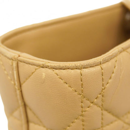 Christian Dior Tote Bag Cannage Lamb Beige Silver Hardware Women's