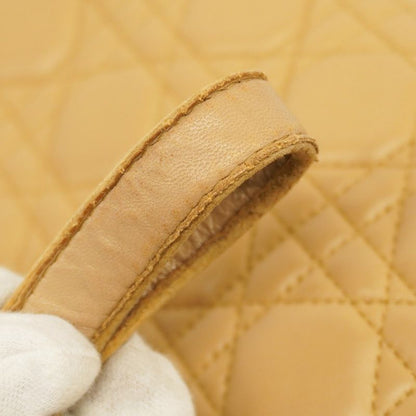 Christian Dior Tote Bag Cannage Lamb Beige Silver Hardware Women's