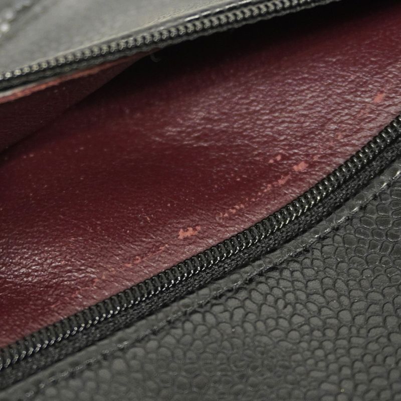 Chanel Shoulder Bag Matelasse Caviar Skin Black Gold Hardware Women