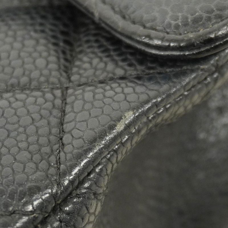 Chanel Shoulder Bag Matelasse Caviar Skin Black Gold Hardware Women