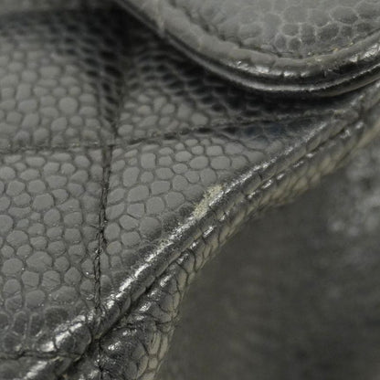 Chanel Shoulder Bag Matelasse Caviar Skin Black Gold Hardware Women