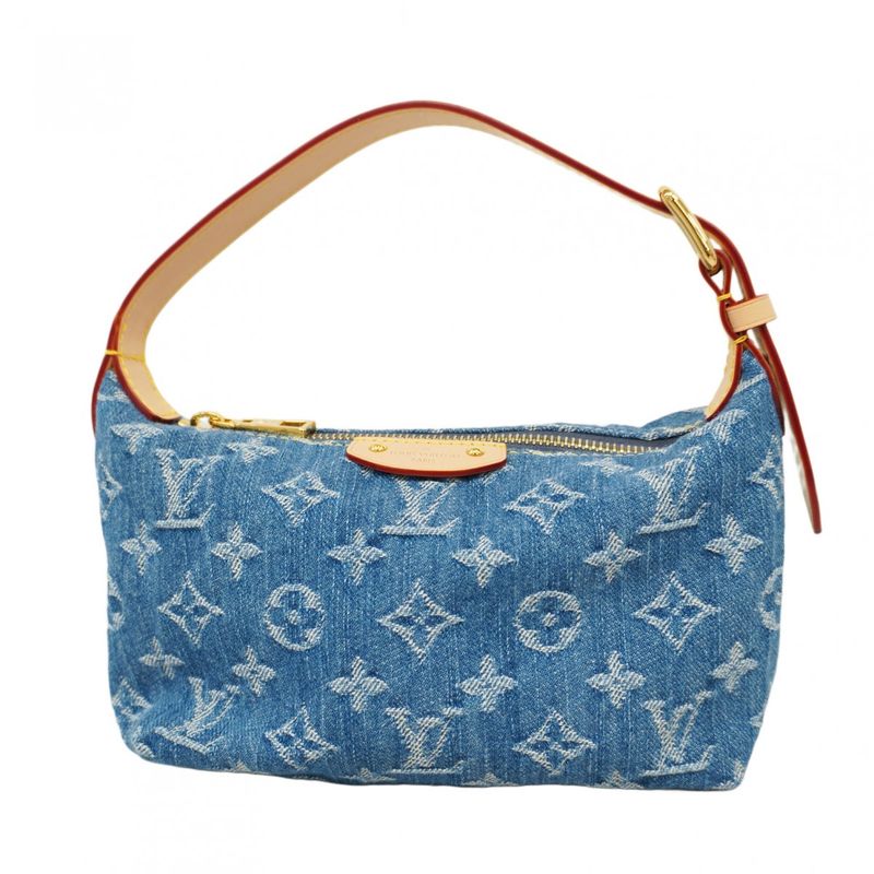 Louis Vuitton Handbag Monogram Denim Pochette Hills M82949 Blue Ladies