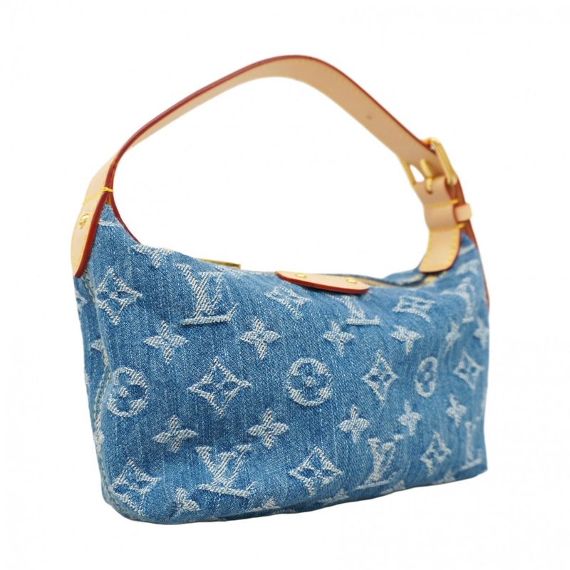 Louis Vuitton Handbag Monogram Denim Pochette Hills M82949 Blue Ladies