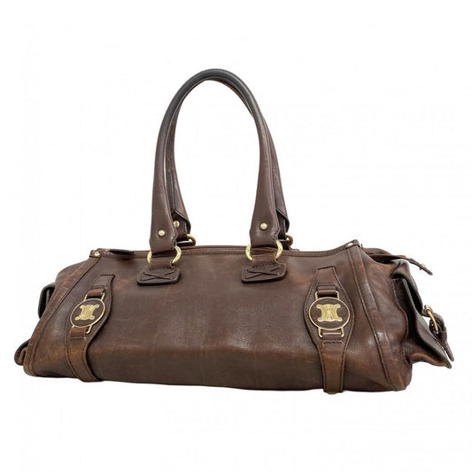 Celine Handbag Leather Brown Chien Pangold Hardware Women's