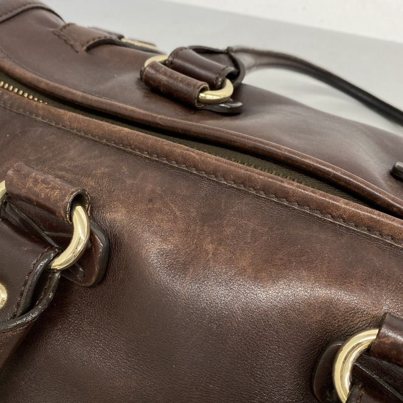 Celine Handbag Leather Brown Chien Pangold Hardware Women's