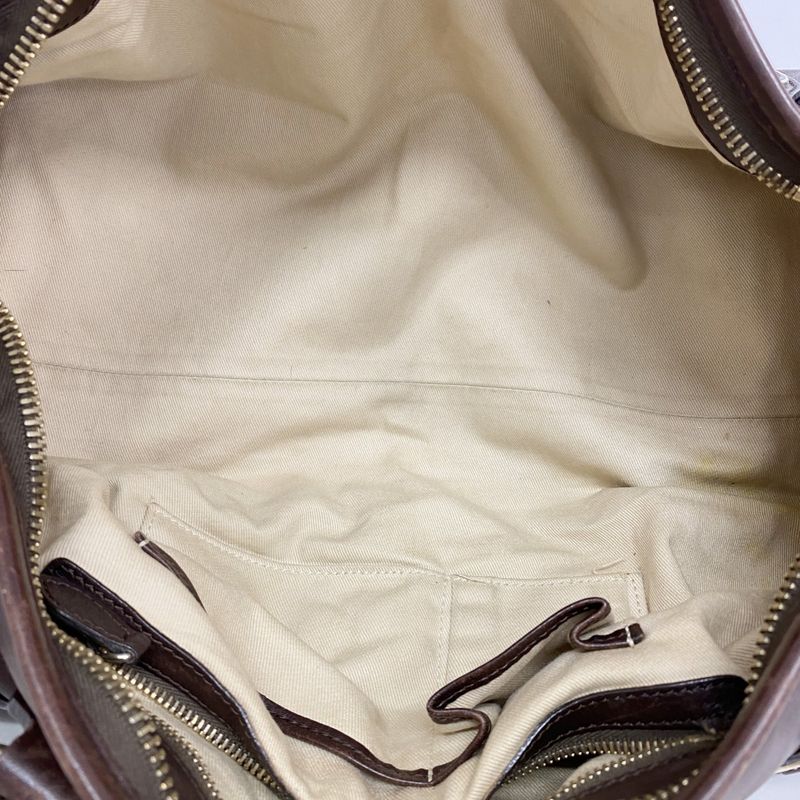 Celine Handbag Leather Brown Chien Pangold Hardware Women's