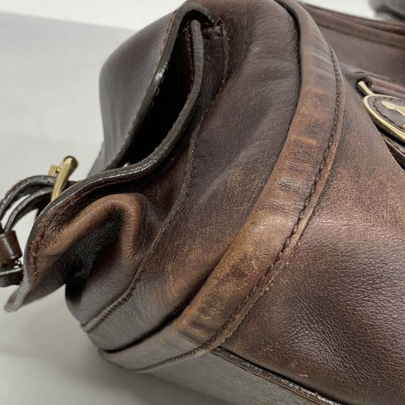 Celine Handbag Leather Brown Chien Pangold Hardware Women's