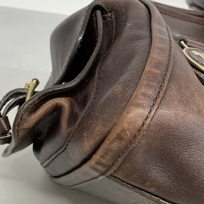 Celine Handbag Leather Brown Chien Pangold Hardware Women's