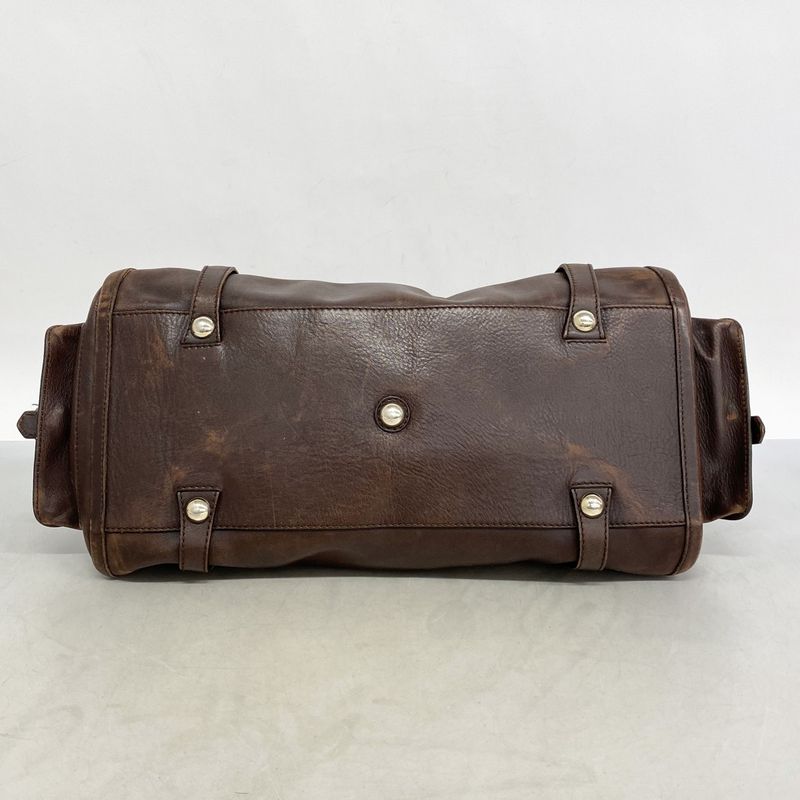 Celine Handbag Leather Brown Chien Pangold Hardware Women's