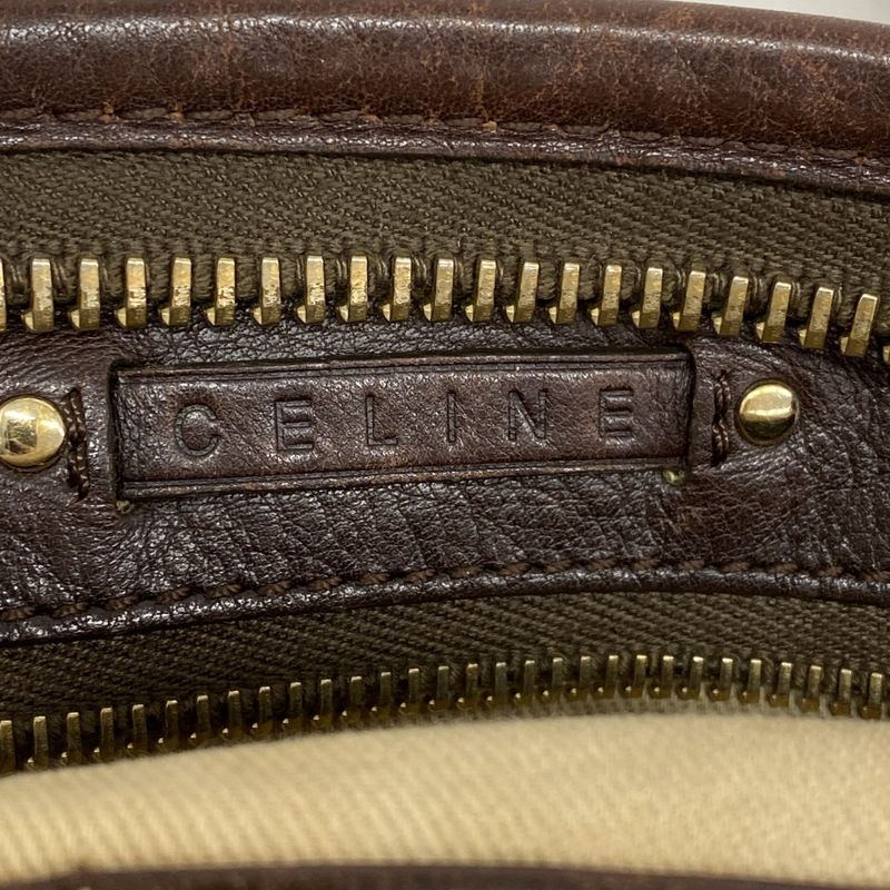 Celine Handbag Leather Brown Chien Pangold Hardware Women's
