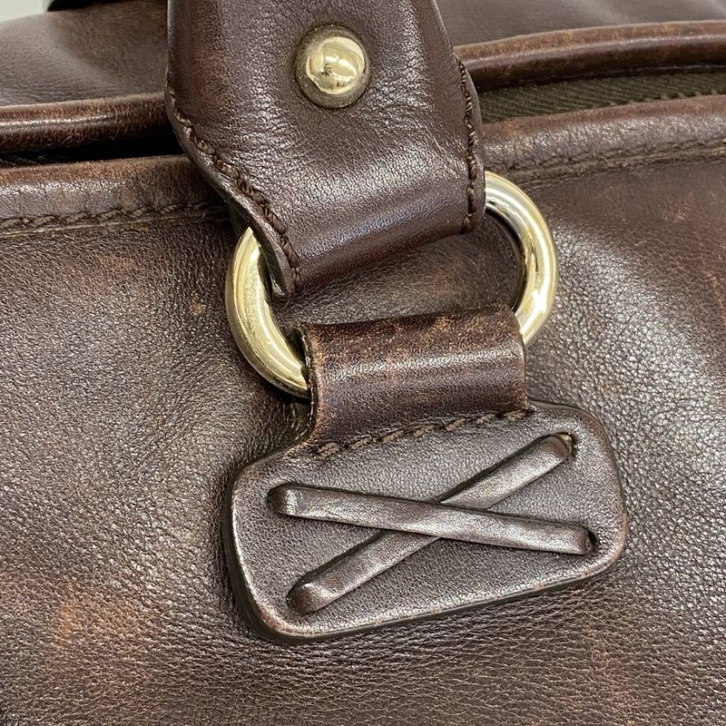 Celine Handbag Leather Brown Chien Pangold Hardware Women's