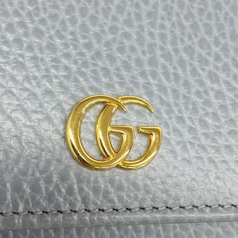 Gucci Wallet Ggmarmont 598587 Leather Blue Gold Hardware Women's