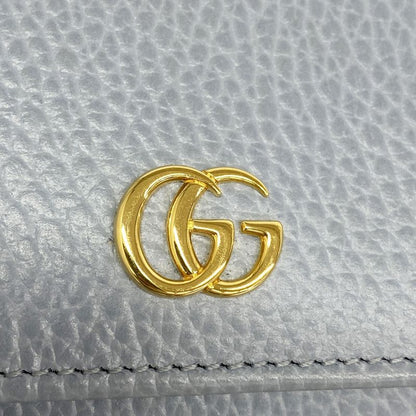 Gucci Wallet Ggmarmont 598587 Leather Blue Gold Hardware Women's