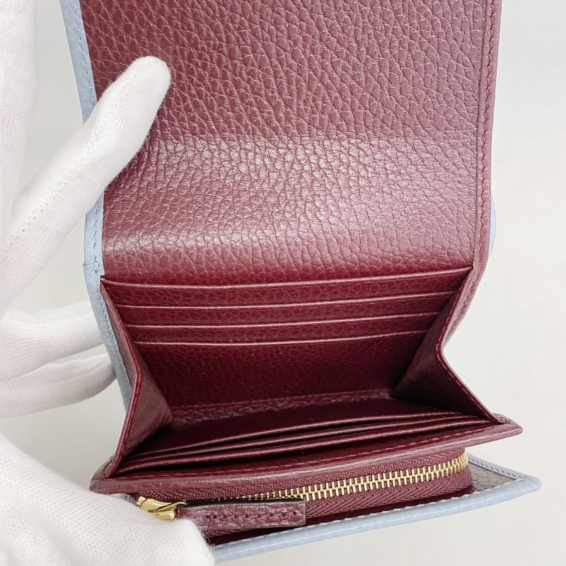 Gucci Wallet Ggmarmont 598587 Leather Blue Gold Hardware Women's