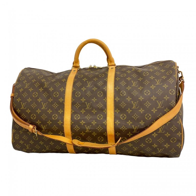Louis Vuitton Boston Bag Monogram Keepall Bandouliere 60 M41412 Brown Men Women