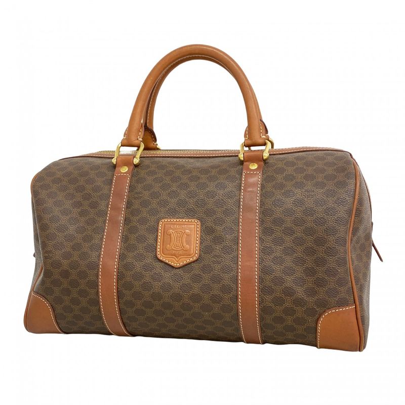 Celine Handbag Macadam PVC Brown Gold Hardware Women