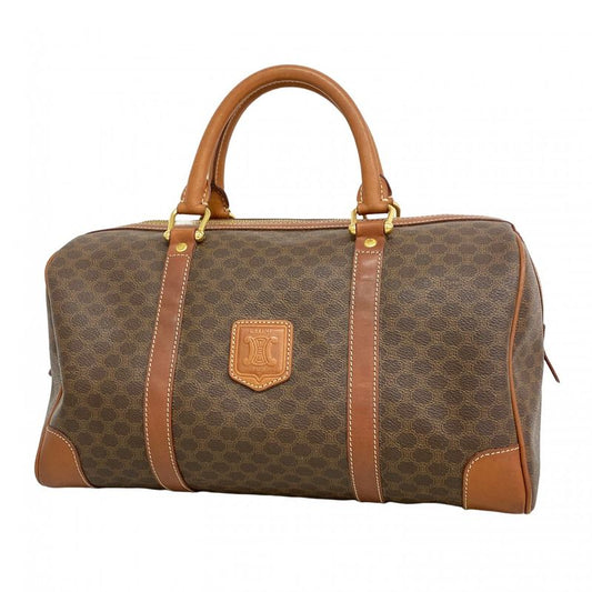 Celine Handbag Macadam PVC Brown Gold Hardware Women