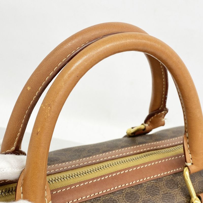 Celine Handbag Macadam PVC Brown Gold Hardware Women