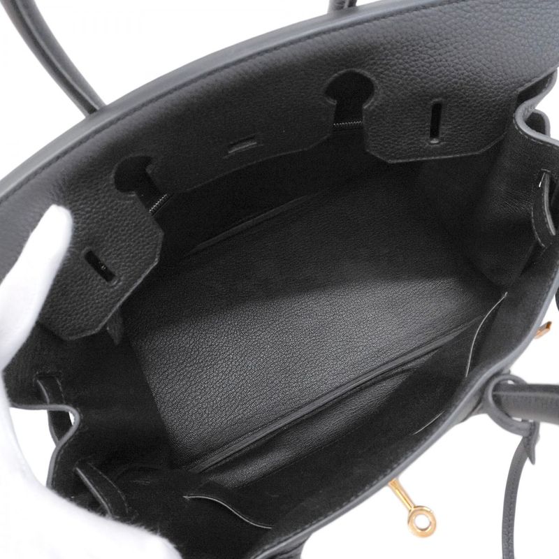 Hermes Handbag Birkin 30 Togo Black Pink Gold Hardware Y Engraved Ladies