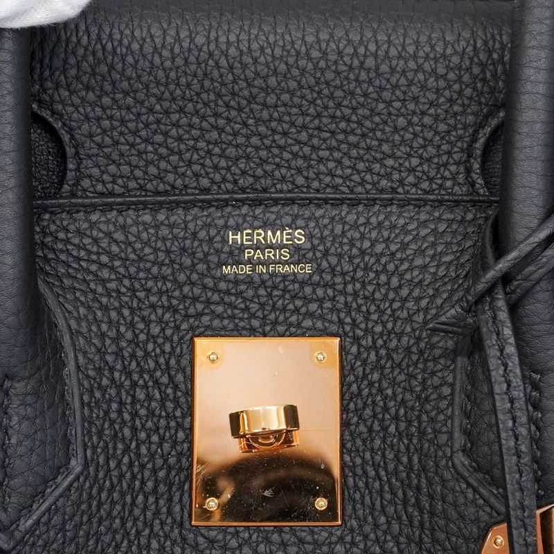Hermes Handbag Birkin 30 Togo Black Pink Gold Hardware Y Engraved Ladies