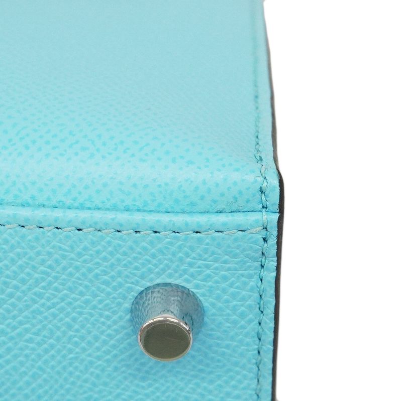 Hermes Handbag Kelly 25 Vaux Epson Celeste Silver Hardware U Engraved 2way Bag