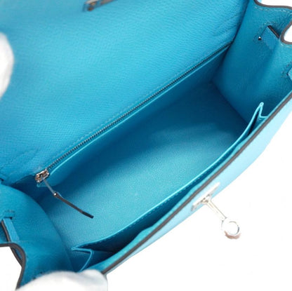 Hermes Handbag Kelly 25 Vaux Epson Celeste Silver Hardware U Engraved 2way Bag