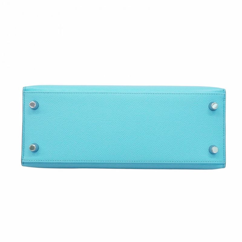 Hermes Handbag Kelly 25 Vaux Epson Celeste Silver Hardware U Engraved 2way Bag