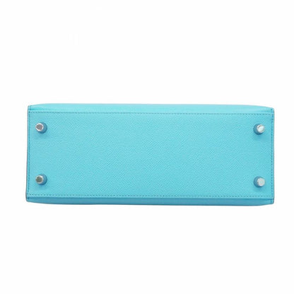 Hermes Handbag Kelly 25 Vaux Epson Celeste Silver Hardware U Engraved 2way Bag