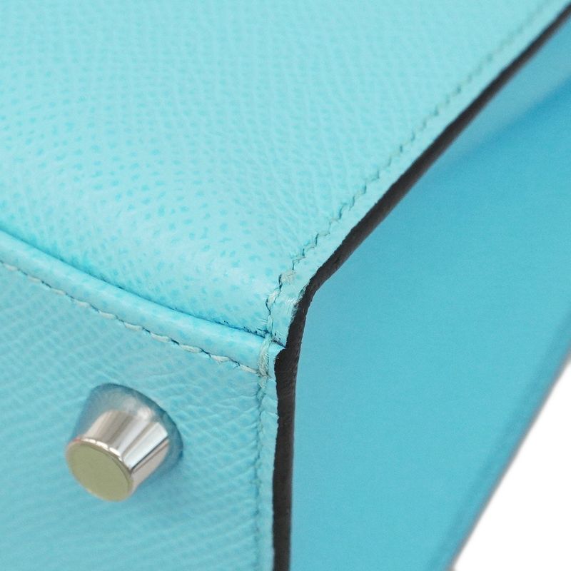 Hermes Handbag Kelly 25 Vaux Epson Celeste Silver Hardware U Engraved 2way Bag